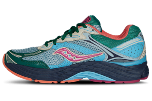 Saucony ProGrid Omni 9 running shoe in Spruce Sterling Orange, front view